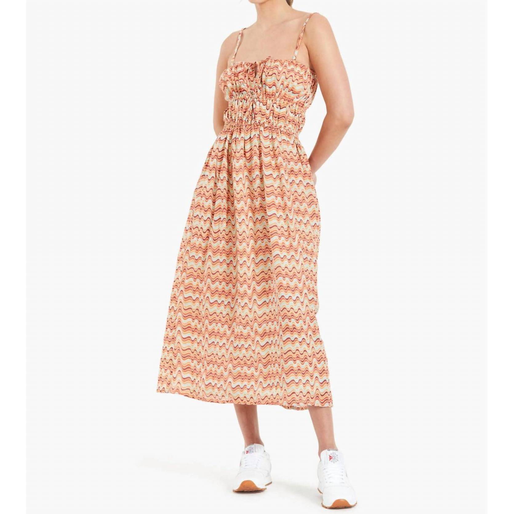 New Faithfull The Brand Francesca Midi Dress In Vadella Print Dusk